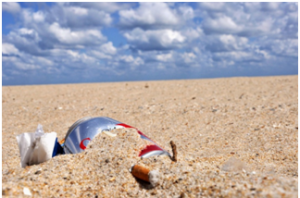 Marine debris found in the sand