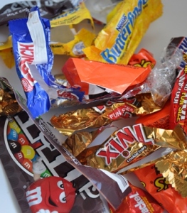 Empty candy bar wrappers are light-weight and travel easily into waterways